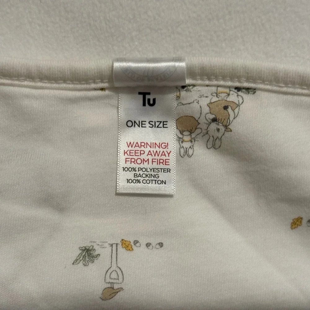 Beatrix Potter Peter Rabbit Baby Blanket Ivory Fleece Cotton Reversible 28x34